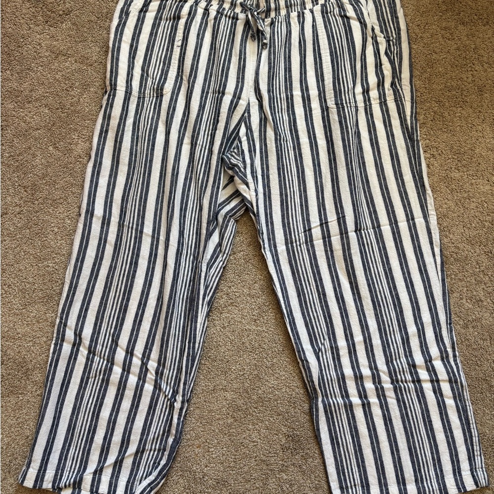 Sunday Navy and White Striped Wide Leg Pants